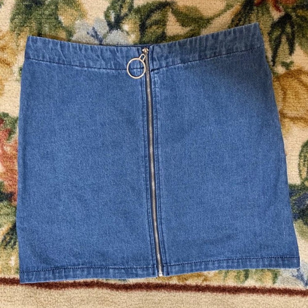 High Waisted Denim Blue Skirt